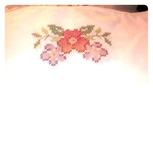 A home made embroided table cloth beautiful
